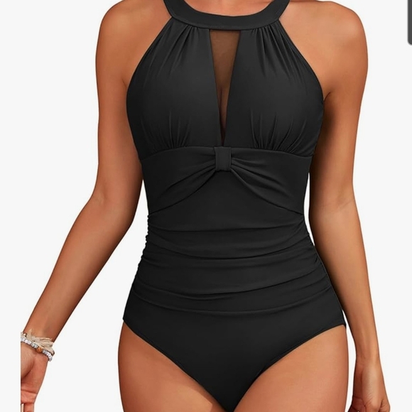 century star Other - Chic Black Keyhole One-Piece Tummy Control Swimsuit Size Med